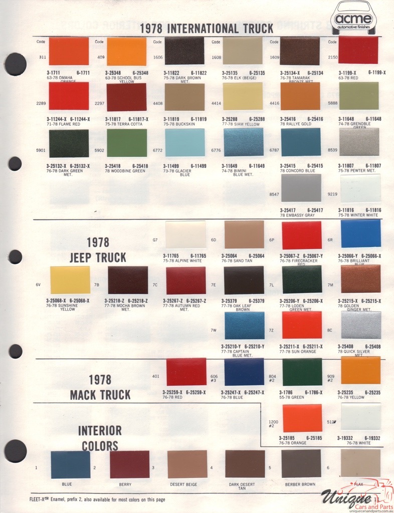1978 International Paint Charts Acme